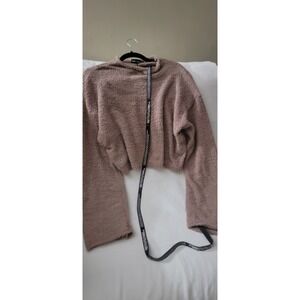 PRETTYLITTLETHING Plush Cropped Sweater Dusty Rose Long Sleeve Size XXL